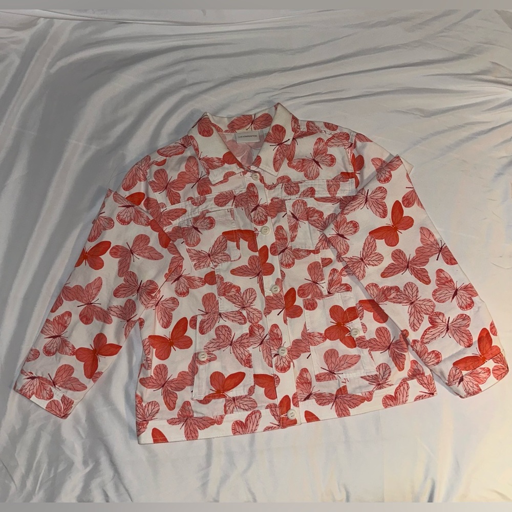 Vintage Liz Claiborne Butterfly pattern  long sleeve Jacket XL